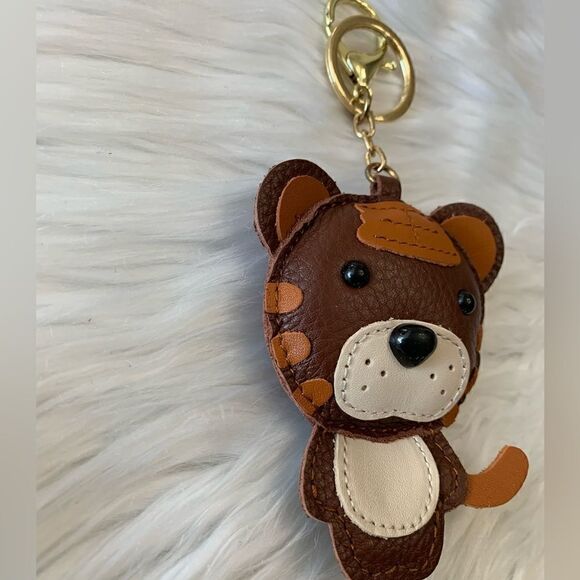 Handmade Genuine Leather Colorblock Cartoon Tiger Keychain/Handbag Charm - Picture 4 of 8